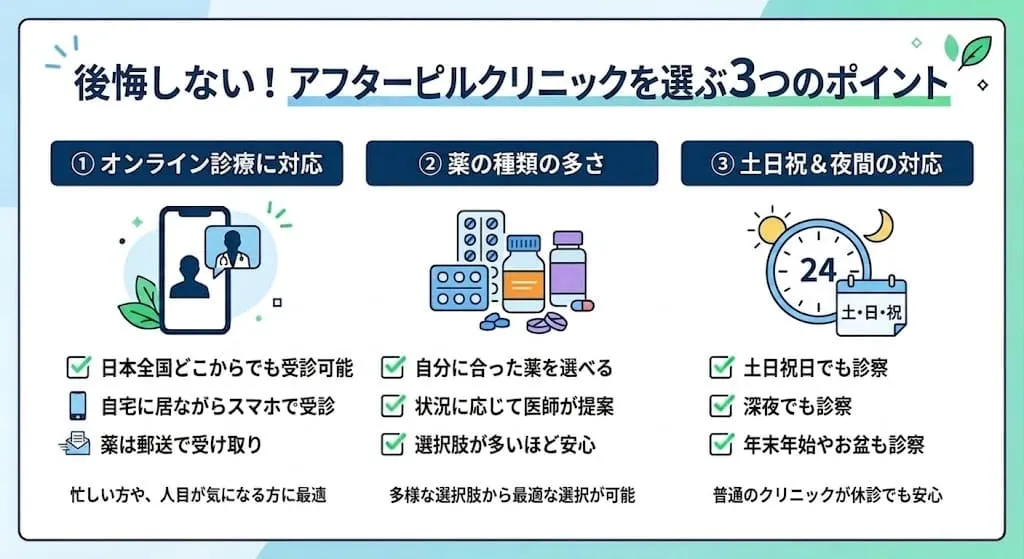 アフターピルクリニックの選び方